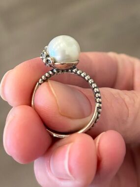 🤍NWOT Pandora Pearl Halo Silver Ring with CZ Accents - White Pearl 🤍Size 7
